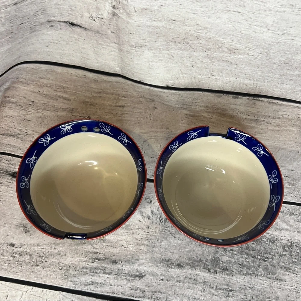 Urban Tokyo Nacomi Japanese Navy Blue Floral Ceramic Ramen Noodle Bowls Lot of 2